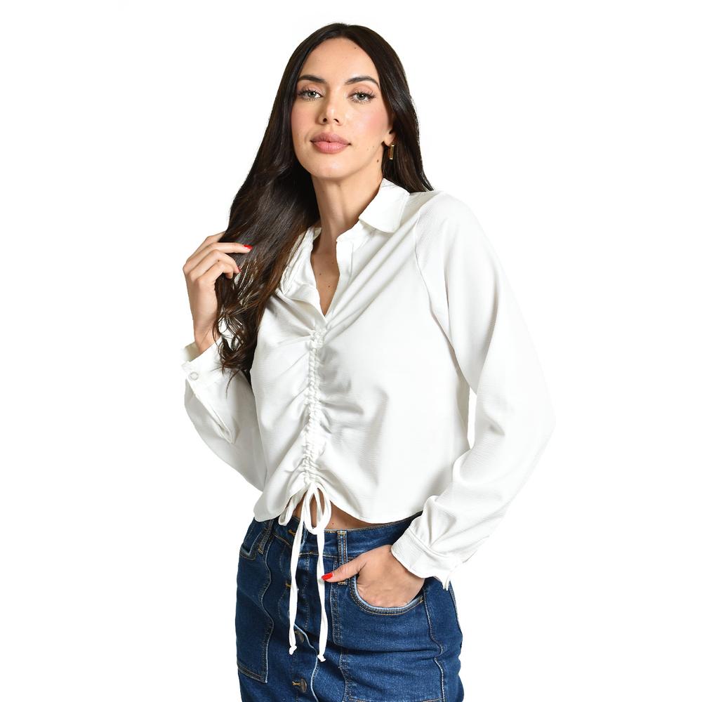 Blusa Con Jareta Ajustable Roman Fashion /juvenil, 1838 (blanco) Blanco