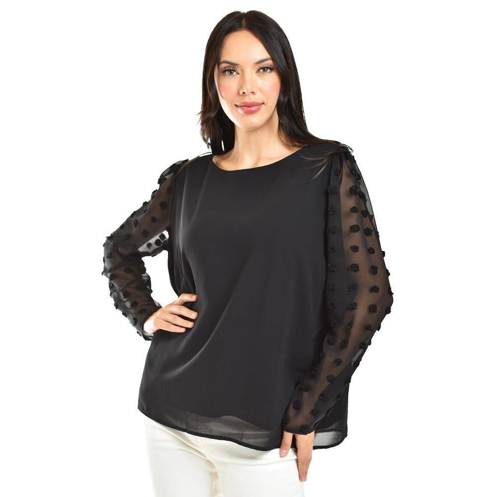Foto 2 pulgar | Blusa De Mangas Con Relieve Roman Fashion /juvenil, 5107 (negro) Negro