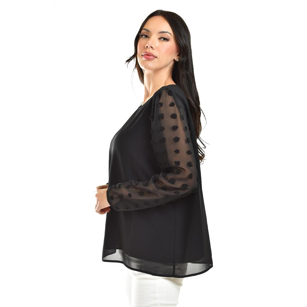 Foto 3 pulgar | Blusa De Mangas Con Relieve Roman Fashion /juvenil, 5107 (negro) Negro