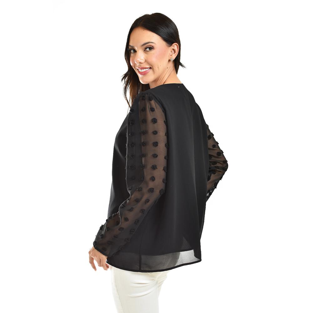 Foto 4 pulgar | Blusa De Mangas Con Relieve Roman Fashion /juvenil, 5107 (negro) Negro