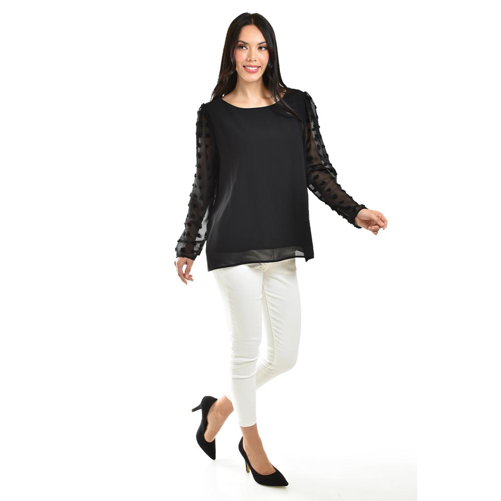 Foto 5 pulgar | Blusa De Mangas Con Relieve Roman Fashion /juvenil, 5107 (negro) Negro