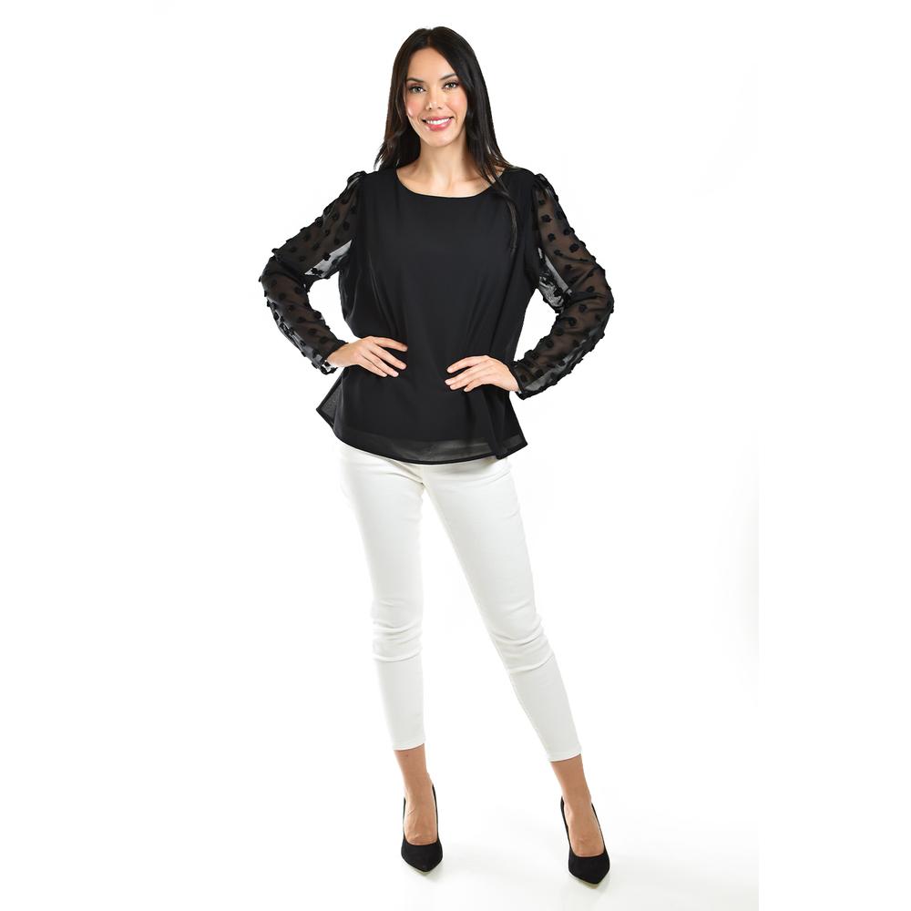 Foto 6 pulgar | Blusa De Mangas Con Relieve Roman Fashion /juvenil, 5107 (negro) Negro