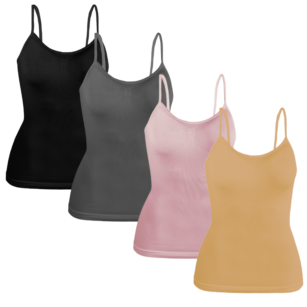 Foto 2 pulgar | Set 4 Blusas Mujer Tirantes Casual Blusa Negra Crop Top Dama