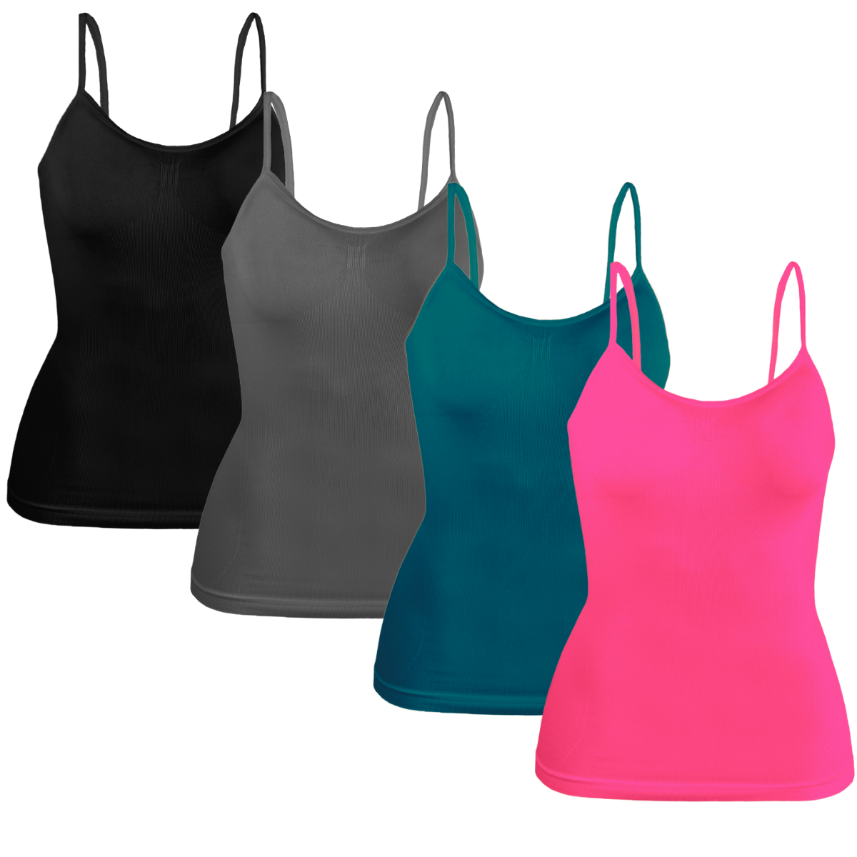 Foto 2 pulgar | Set 4 Blusas Mujer Tirantes Casual Blusa Negra Crop Top Dama