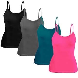 Foto 1 | Set 4 Blusas Mujer Tirantes Casual Blusa Negra Crop Top Dama