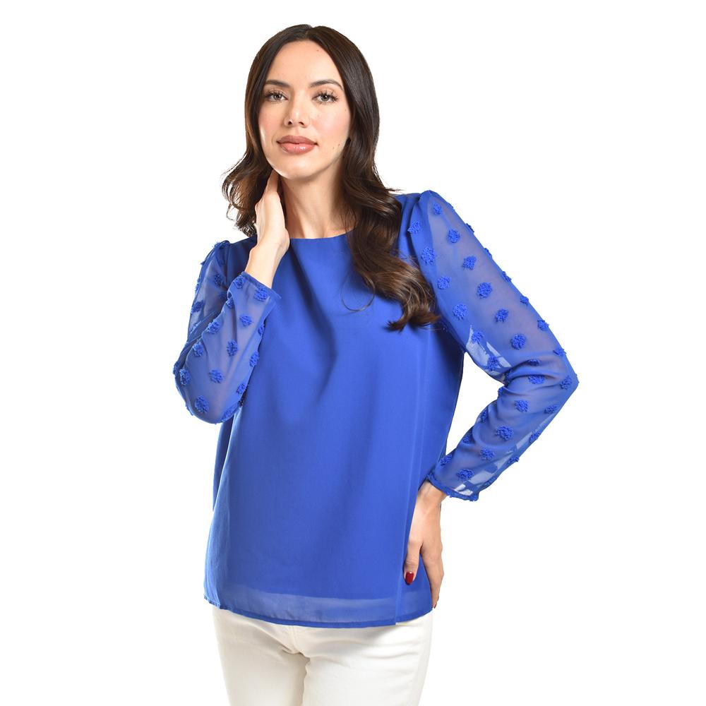 Blusa De Mangas Con Relieve Roman Fashion /juvenil, 5107 (azul Rey) Azul