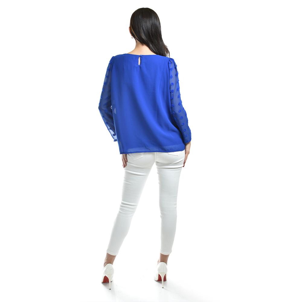 Foto 4 pulgar | Blusa De Mangas Con Relieve Roman Fashion /juvenil, 5107 (azul Rey) Azul