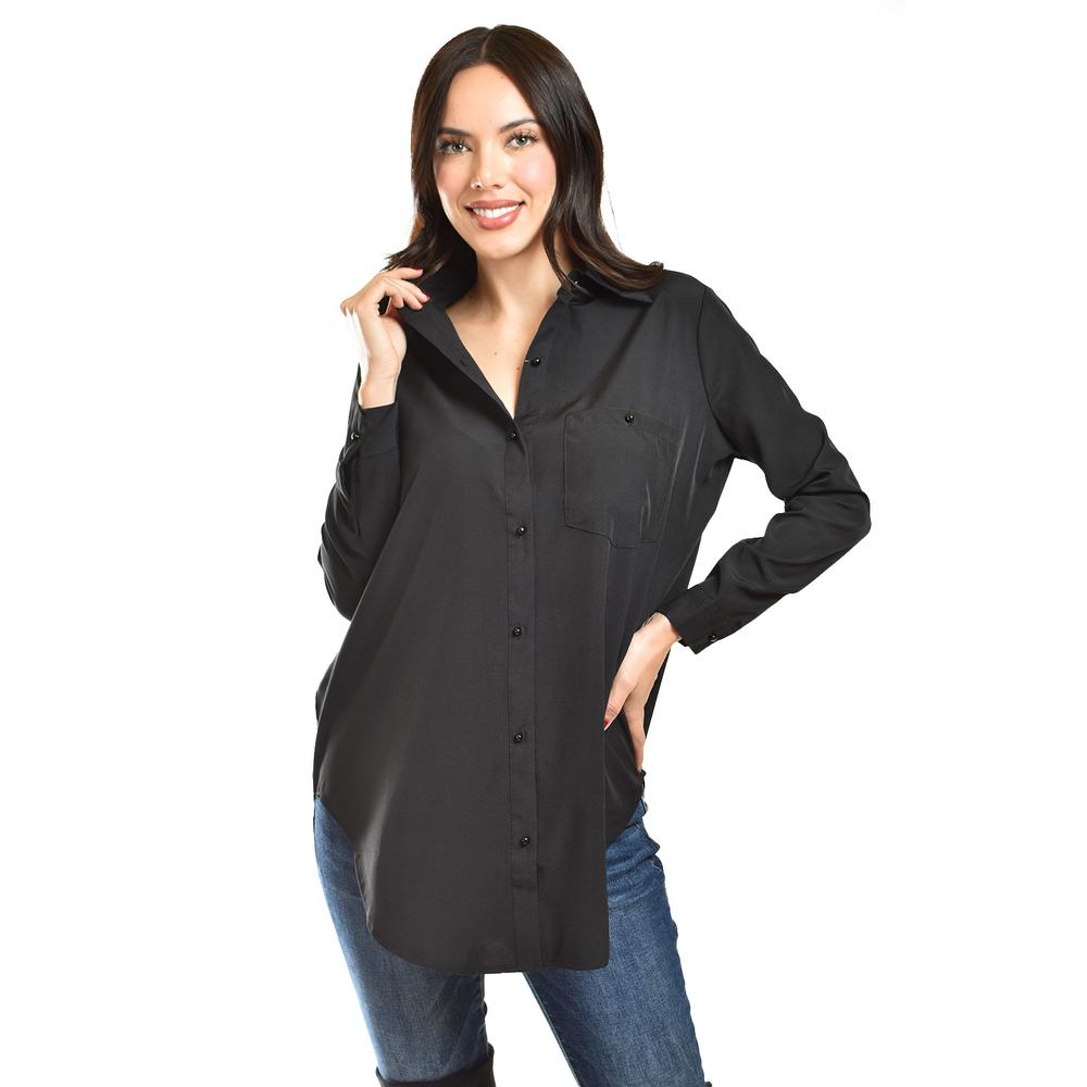 Camisa Con Boton De Perla Roman Fashion /juvenil, 5103 (negro) Negro