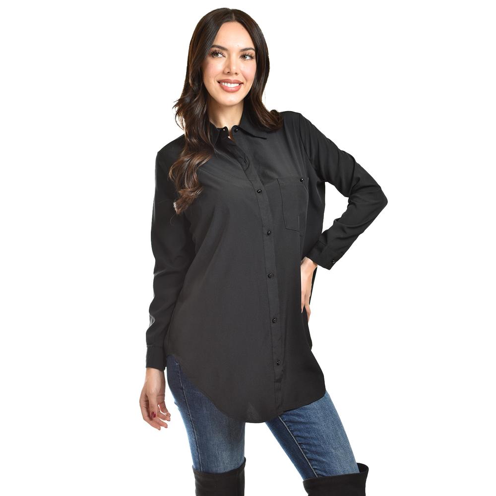 Foto 3 pulgar | Camisa Con Boton De Perla Roman Fashion /juvenil, 5103 (negro) Negro