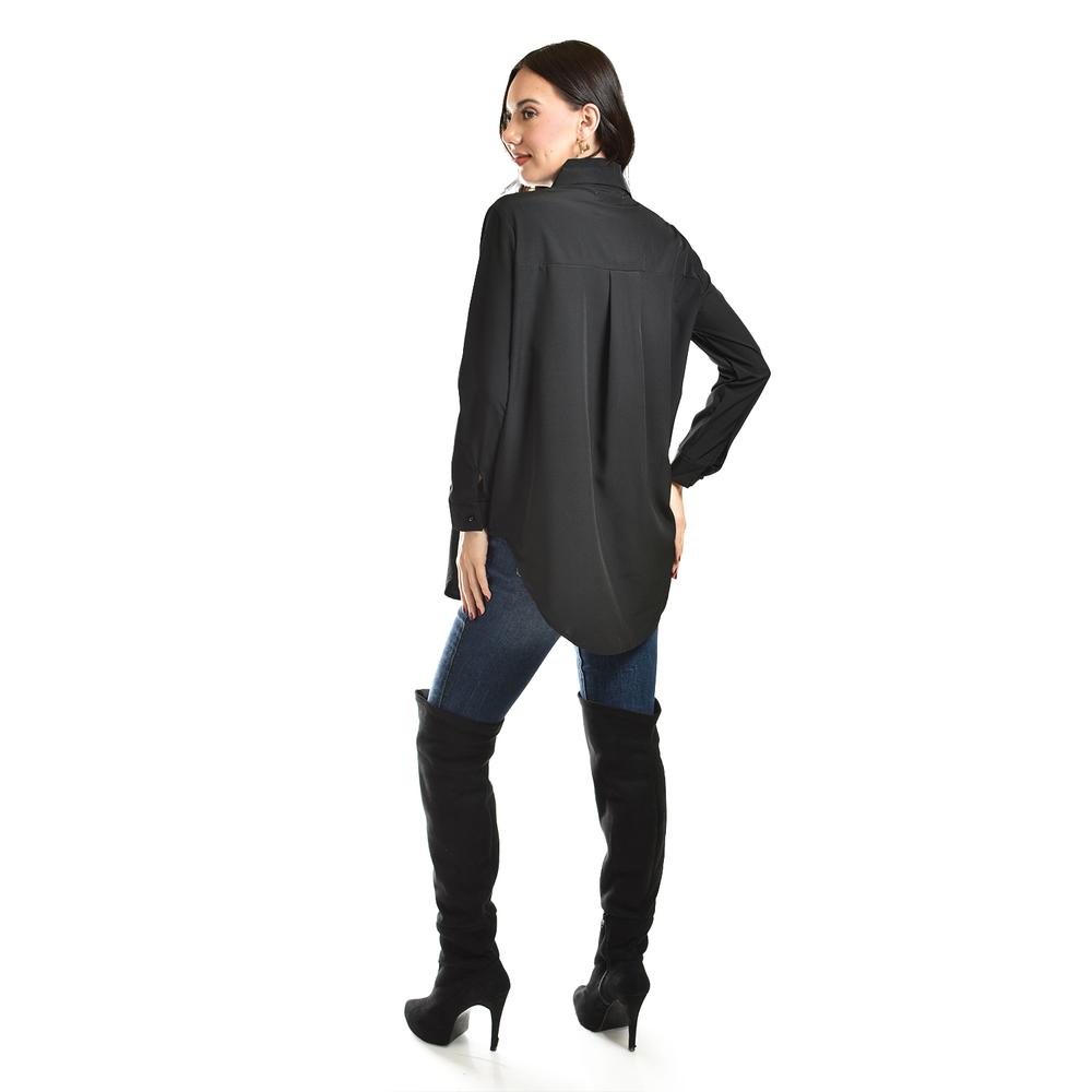 Foto 4 pulgar | Camisa Con Boton De Perla Roman Fashion /juvenil, 5103 (negro) Negro