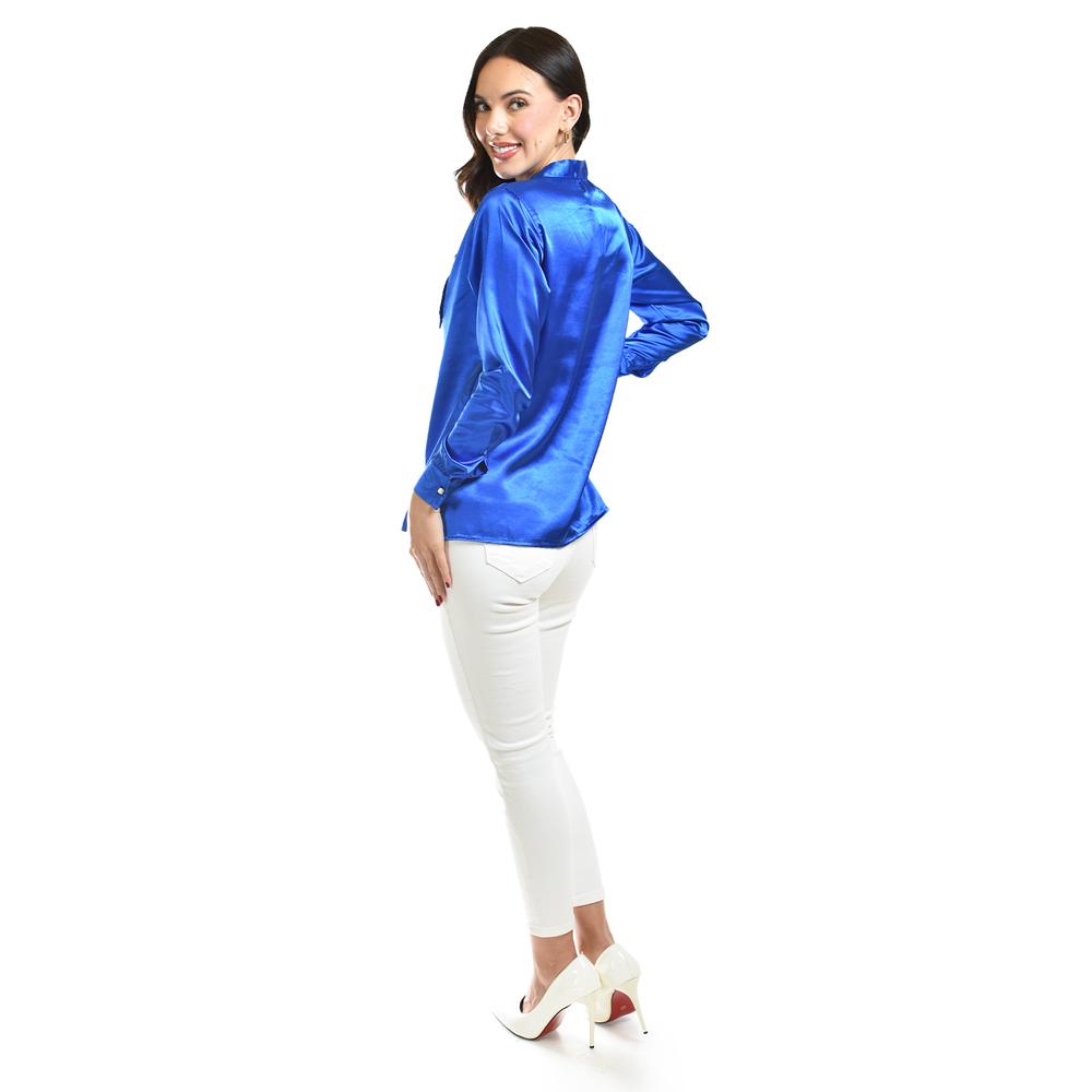 Foto 4 pulgar | Blusa De Satin Con Lazo Roman Fashion /juvenil, 5101 (azul Rey) Azul