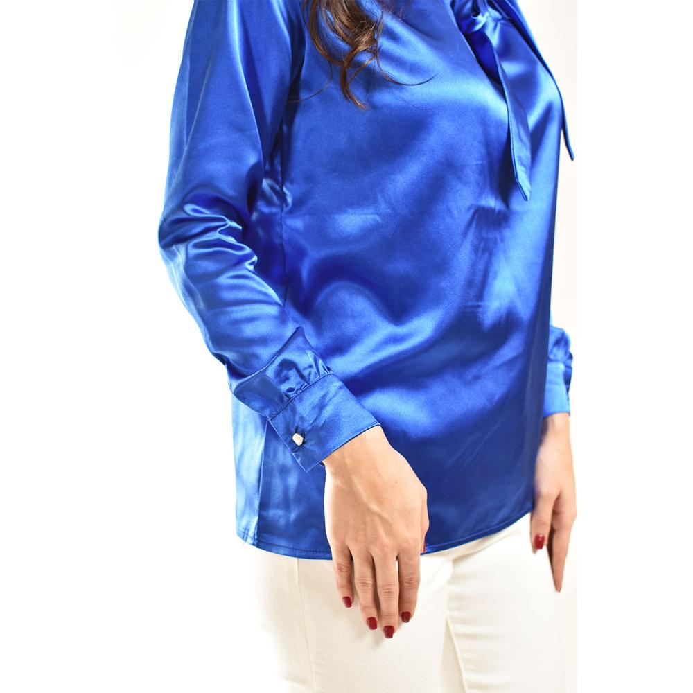 Foto 5 pulgar | Blusa De Satin Con Lazo Roman Fashion /juvenil, 5101 (azul Rey) Azul