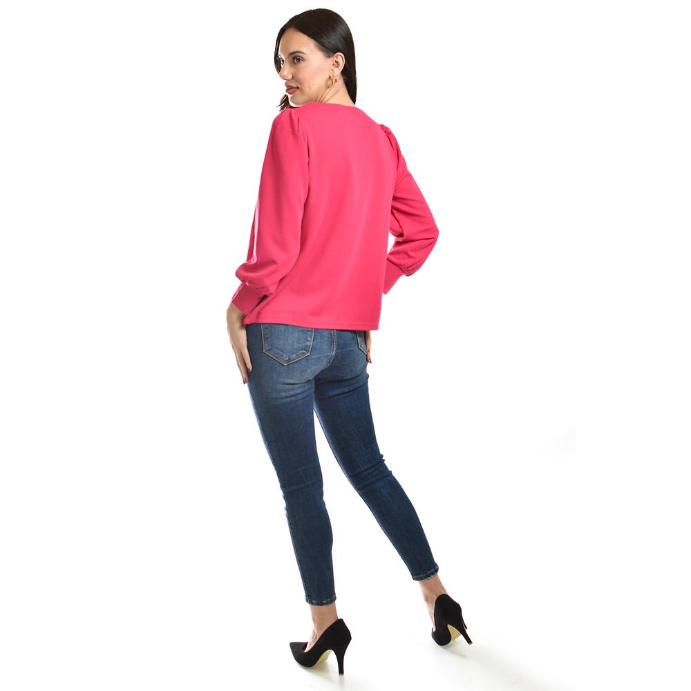 Foto 4 pulgar | Blusa Con Detalle De Flor En Hombro Roman Fashion /juvenil, 5106 (fiusha) Fucsia