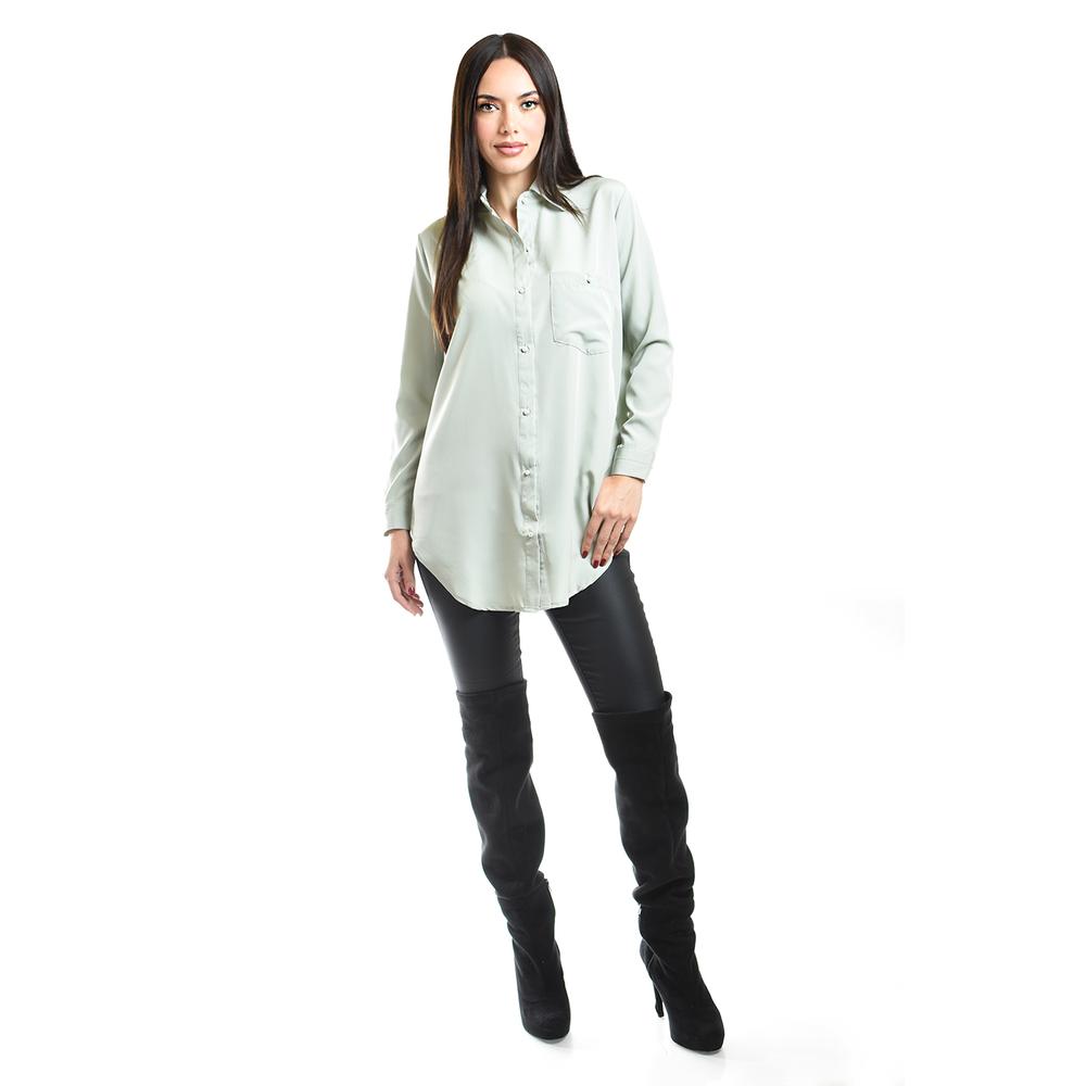 Foto 6 pulgar | Camisa Con Boton De Perla Roman Fashion /juvenil, 5103 (pistache) Verde Claro