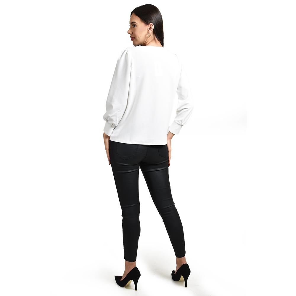Foto 4 pulgar | Blusa Con Detalle De Flor En Hombro Roman Fashion /juvenil, 5106 (blanco) Blanco