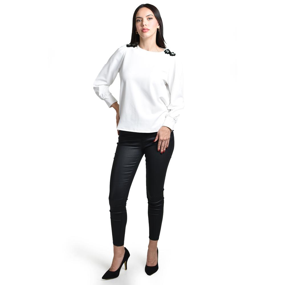 Foto 6 pulgar | Blusa Con Detalle De Flor En Hombro Roman Fashion /juvenil, 5106 (blanco) Blanco