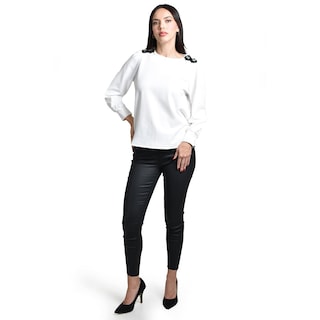 Foto 5 | Blusa Con Detalle De Flor En Hombro Roman Fashion /juvenil, 5106 (blanco) Blanco
