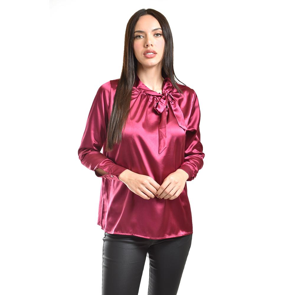Blusa De Satin Con Lazo Roman Fashion /juvenil, 5101 (vino) Vino