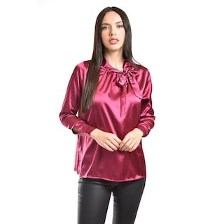 Foto 1 | Blusa De Satin Con Lazo Roman Fashion /juvenil, 5101 (vino) Vino