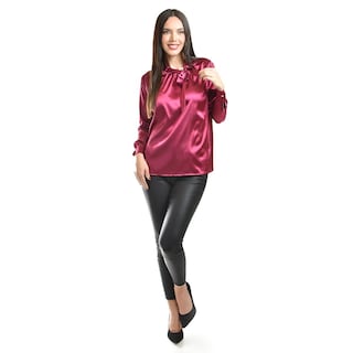 Foto 2 | Blusa De Satin Con Lazo Roman Fashion /juvenil, 5101 (vino) Vino