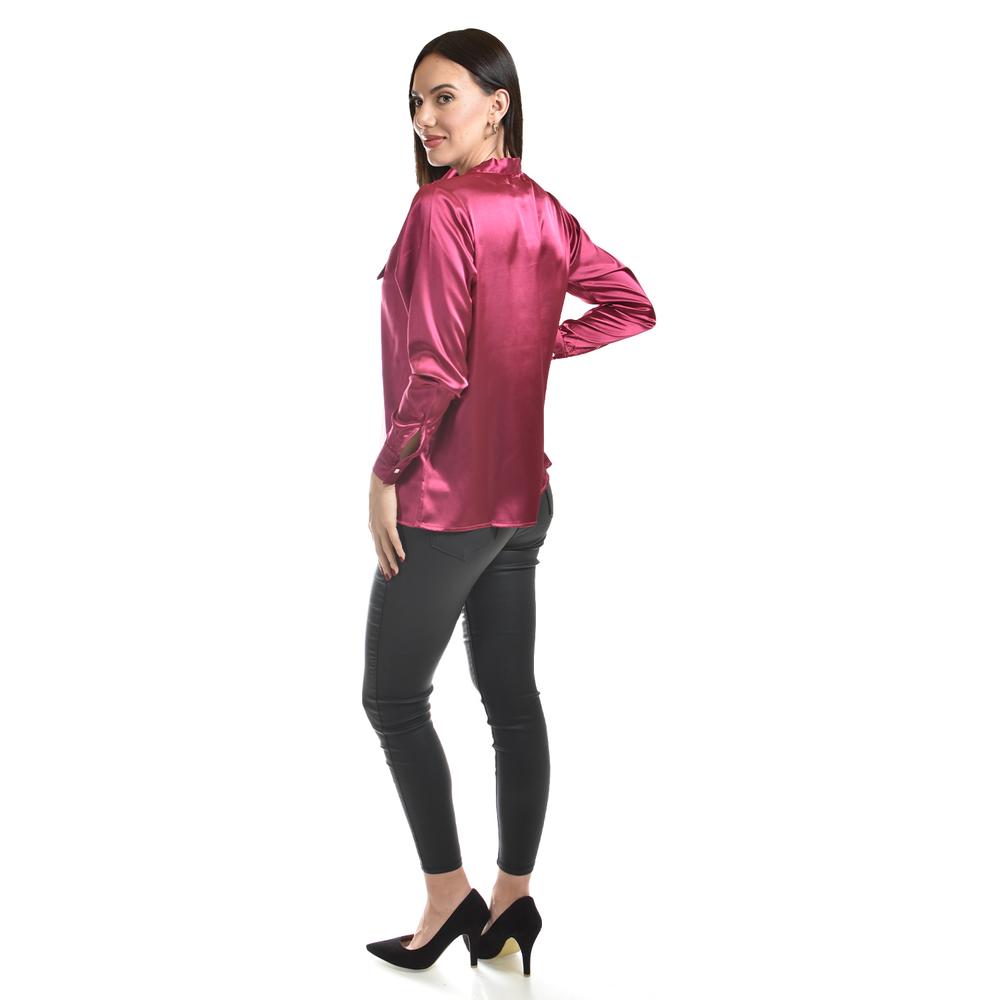 Foto 4 pulgar | Blusa De Satin Con Lazo Roman Fashion /juvenil, 5101 (vino) Vino