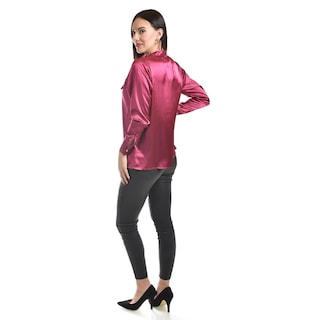Foto 3 | Blusa De Satin Con Lazo Roman Fashion /juvenil, 5101 (vino) Vino