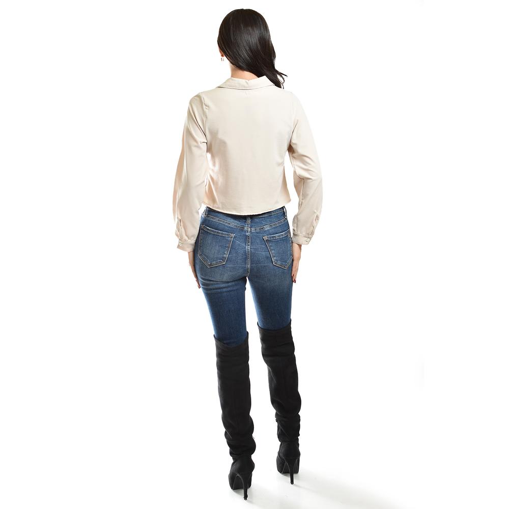 Foto 4 pulgar | Blusa Con Jareta Ajustable Roman Fashion /juvenil, 1838 (beige) Beige