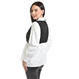 Foto 3 | Blusa Con Chaleco De Perlas Roman Fashion /juvenil, 5102 (blanco / Negro) Negro