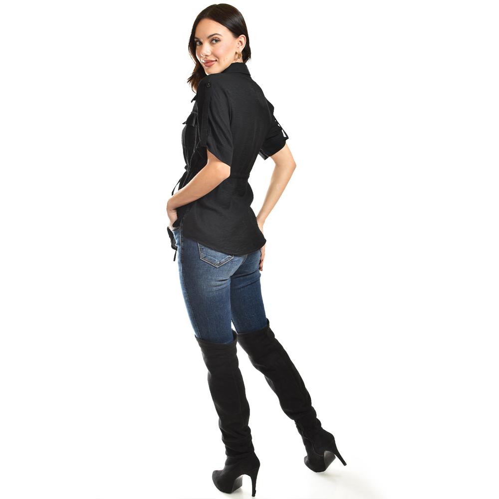 Foto 3 | Blusa Camisera Ajustable Roman Fashion /juvenil, 2436 (negro) Negro