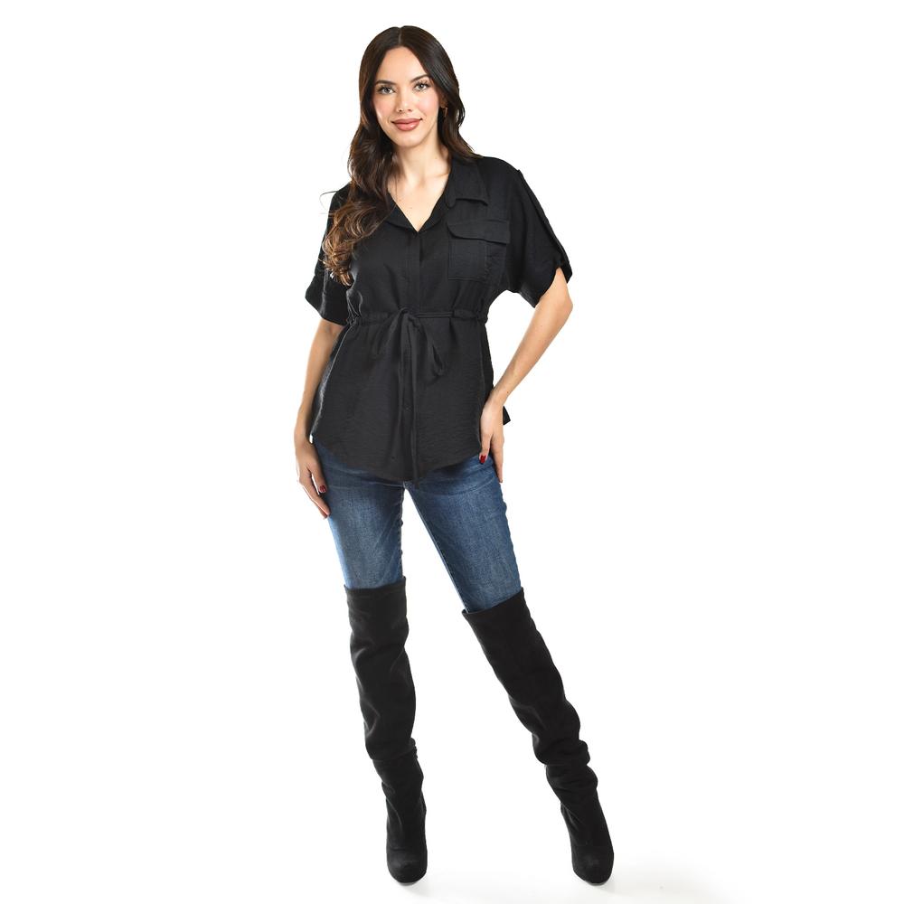 Foto 5 | Blusa Camisera Ajustable Roman Fashion /juvenil, 2436 (negro) Negro