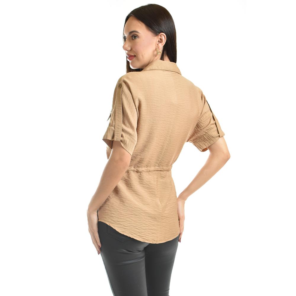 Foto 4 pulgar | Blusa Camisera Ajustable Roman Fashion /juvenil, 2436 (beige) Beige
