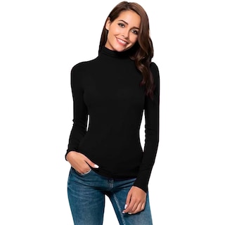 Foto 1 | Blusa Termica Mujer, Color Negro, Manga Larga, Unitalla, Cuello Alto, Playera, Casual, Basica, Camiseta, Uso