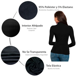 Foto 6 | Blusa Termica Mujer, Color Negro, Manga Larga, Unitalla, Cuello Alto, Playera, Casual, Basica, Camiseta, Uso