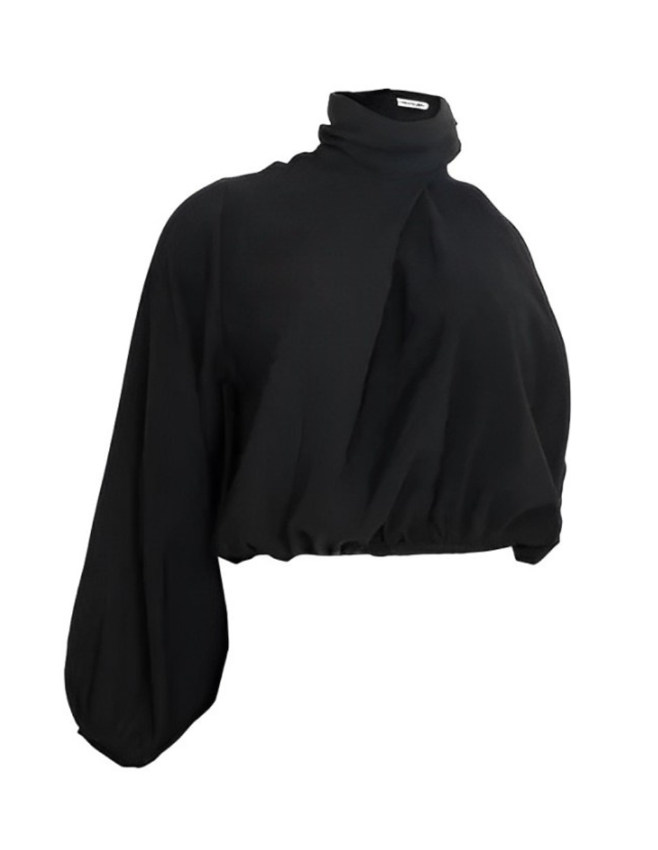 Blusa Manga Asimétrica Romanza J&b Color Negro Para Mujer