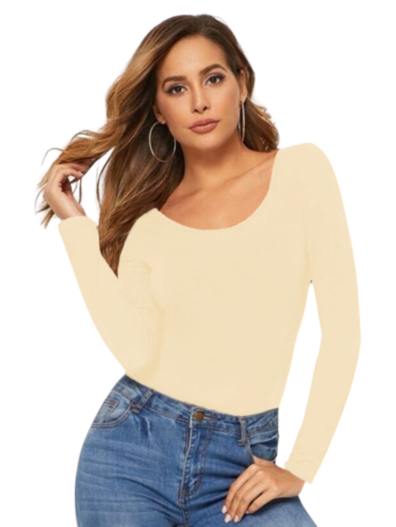 Blusas Mujer Manga Larga Interior Térmico Invierno Bl-1013 Beige Claro Dama