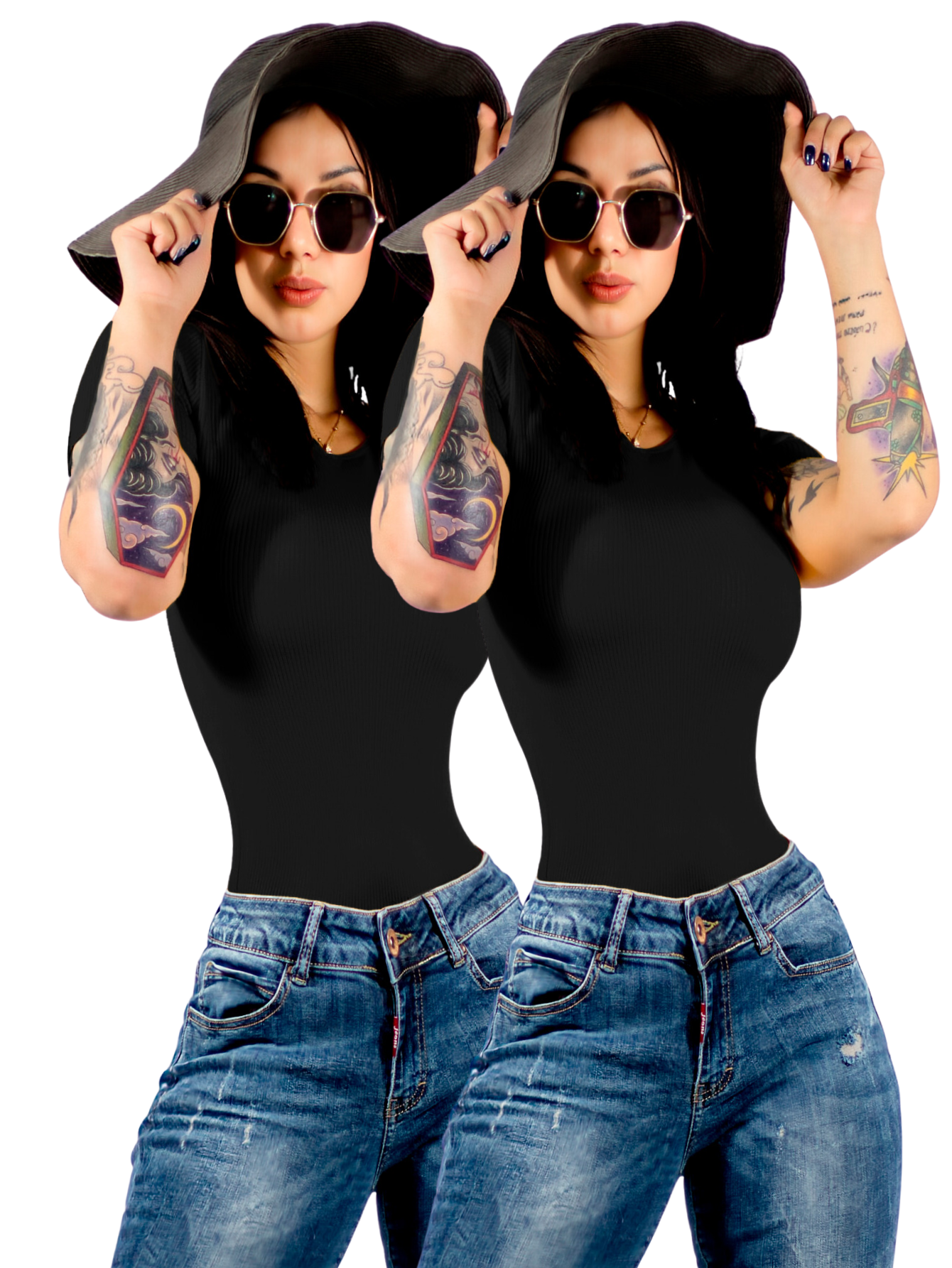 Set De 2 Blusas Playera De Mujer Bl-1018 Dos Colores Canalé Stretch