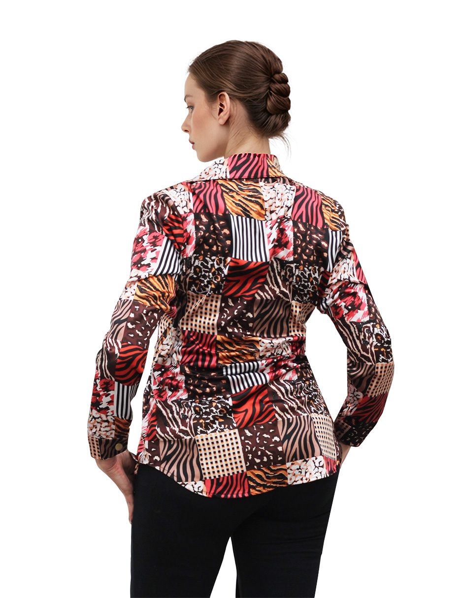 Foto 3 pulgar | Blusa Casual Manga Larga Kosauki Moda Marrón para Mujer