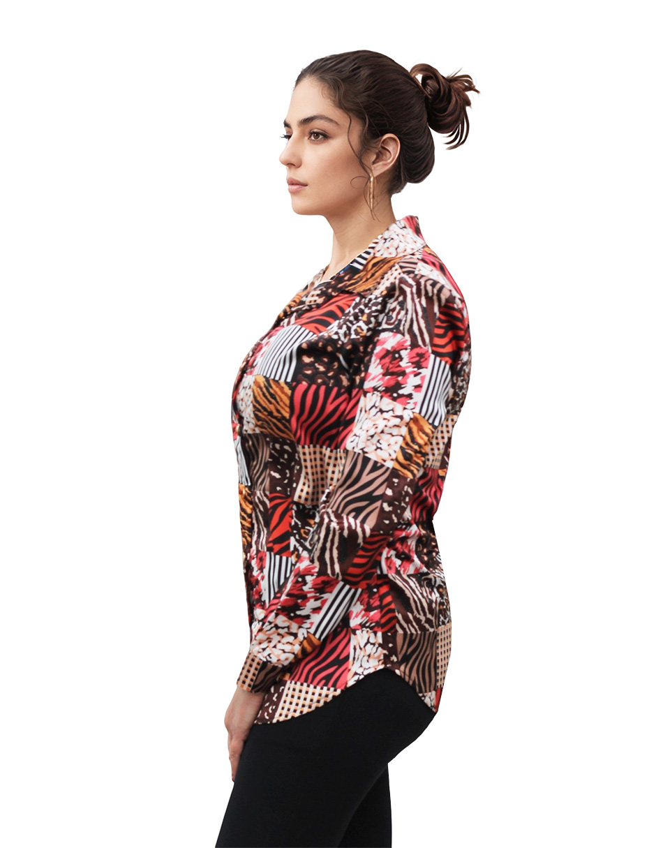 Foto 4 pulgar | Blusa Casual Manga Larga Kosauki Moda Marrón para Mujer
