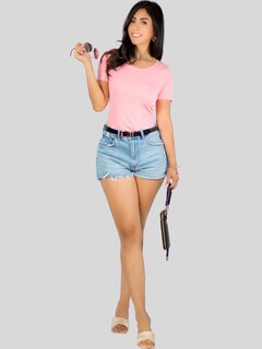Foto 2 | Player Mujer Texturizada Casual Stretch Bl-1018 Rosa Blusa Dama Top
