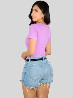 Foto 3 | Player Mujer Texturizada Casual Stretch Bl-1018 Lila Blusa Dama Top