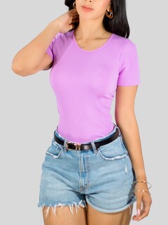 Foto 4 | Player Mujer Texturizada Casual Stretch Bl-1018 Lila Blusa Dama Top