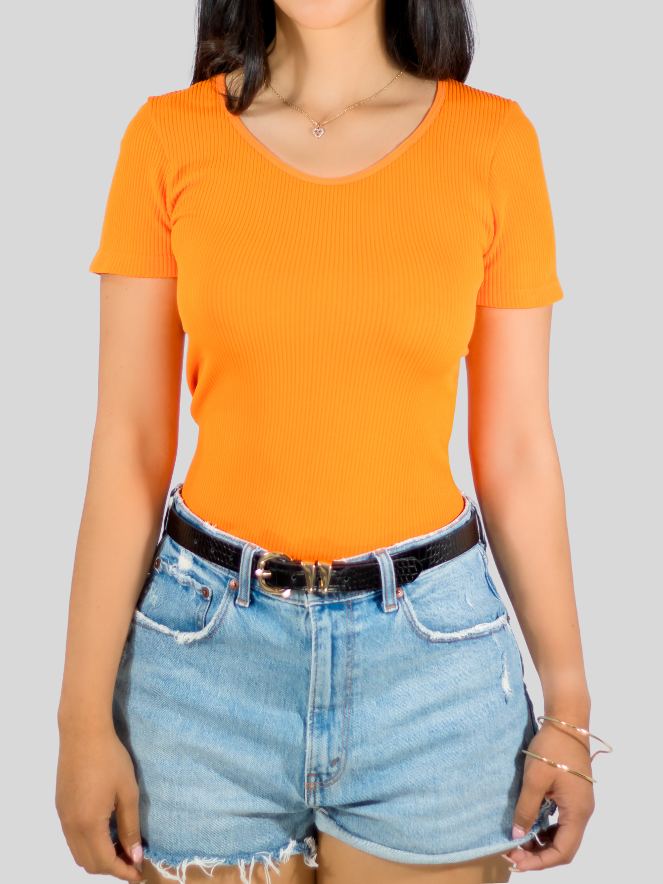 Foto 5 pulgar | Player Mujer Texturizada Casual Stretch Bl-1018 Naranja Blusa Dama Top