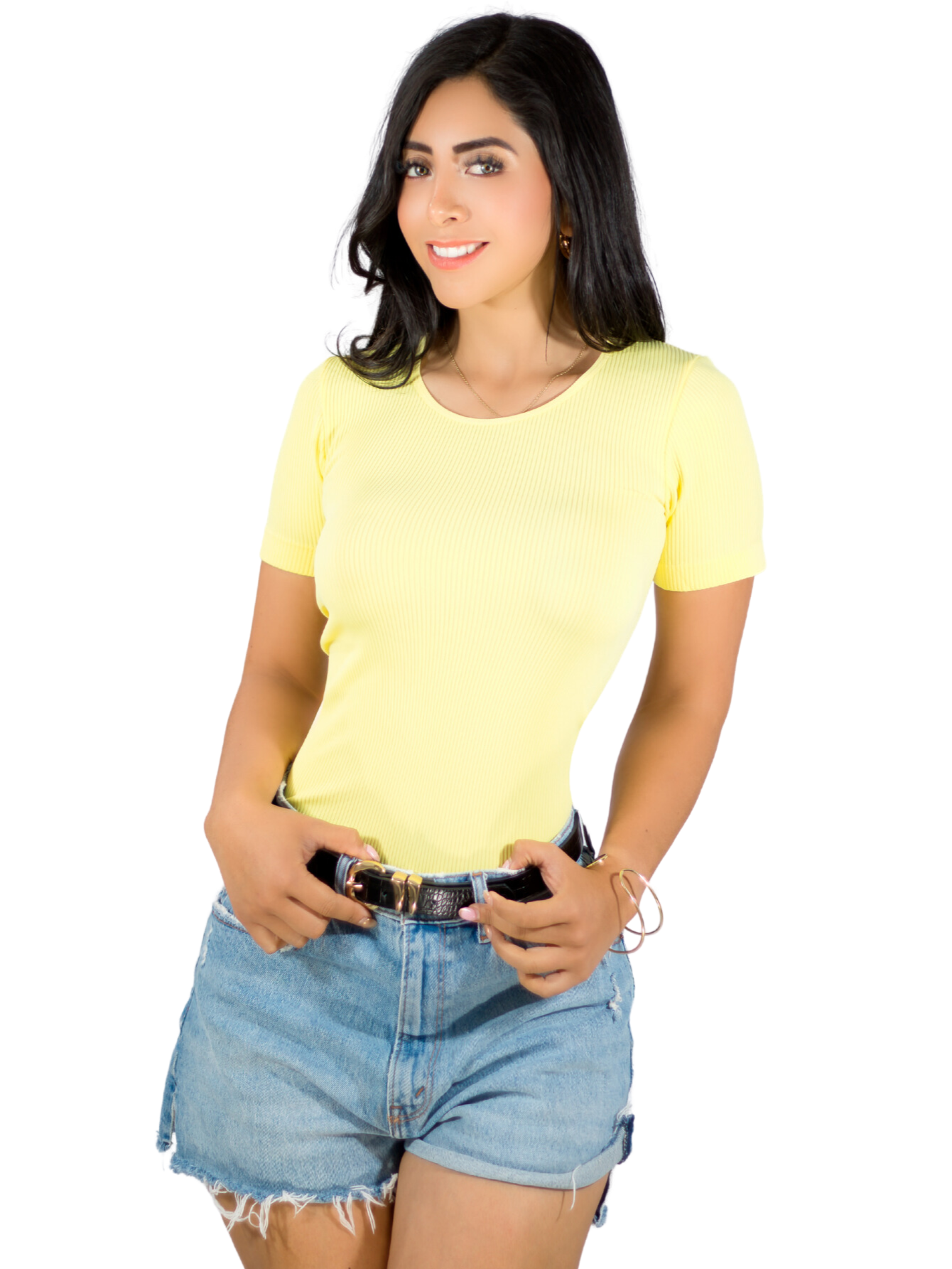 Player Mujer Texturizada Casual Stretch Bl-1018 Amarillo Claro Blusa Dama Top