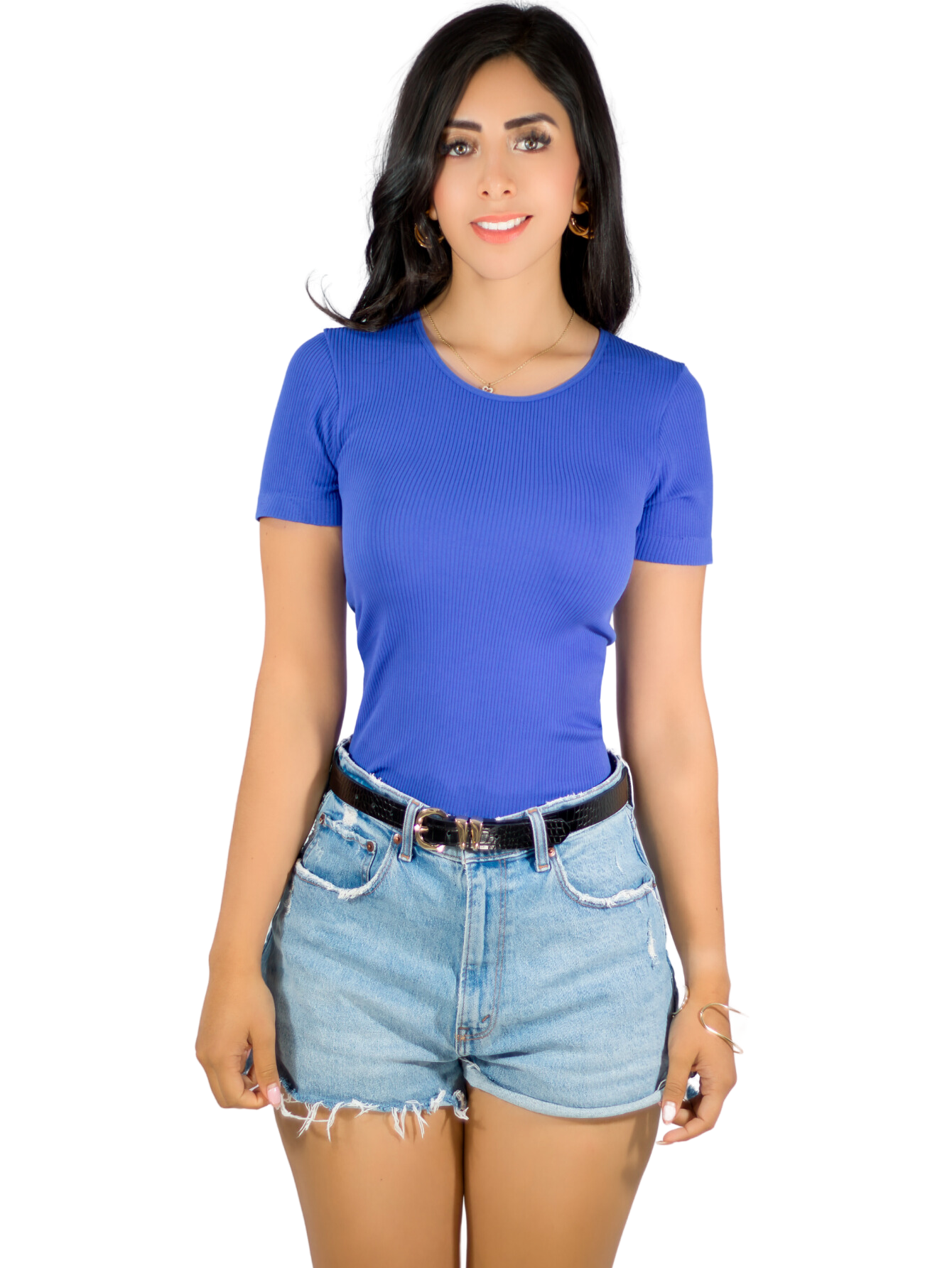 Player Mujer Texturizada Casual Stretch Bl-1018 Azul Blusa Dama Top
