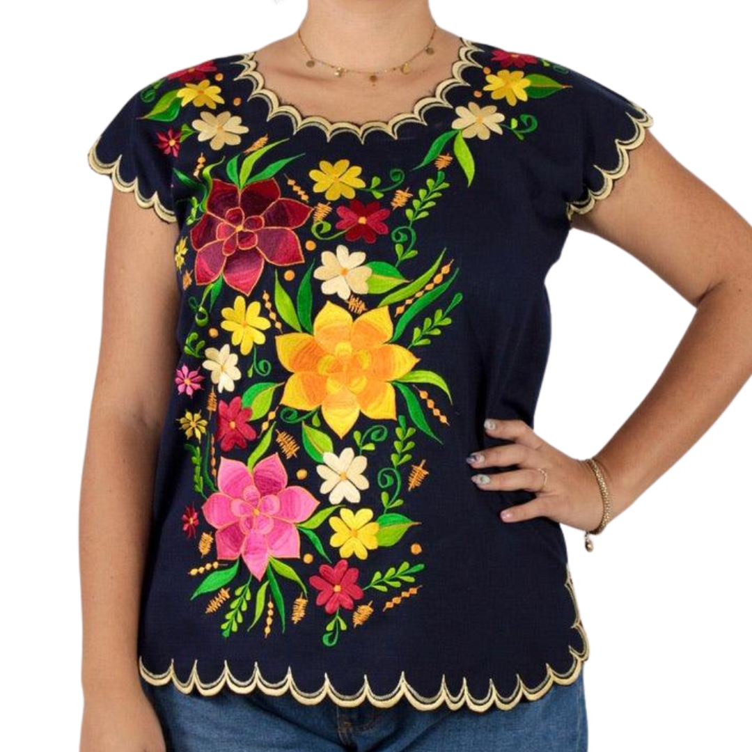 Foto 3 pulgar | Blusa Artesanal Bordada Yucateca Para Mujer