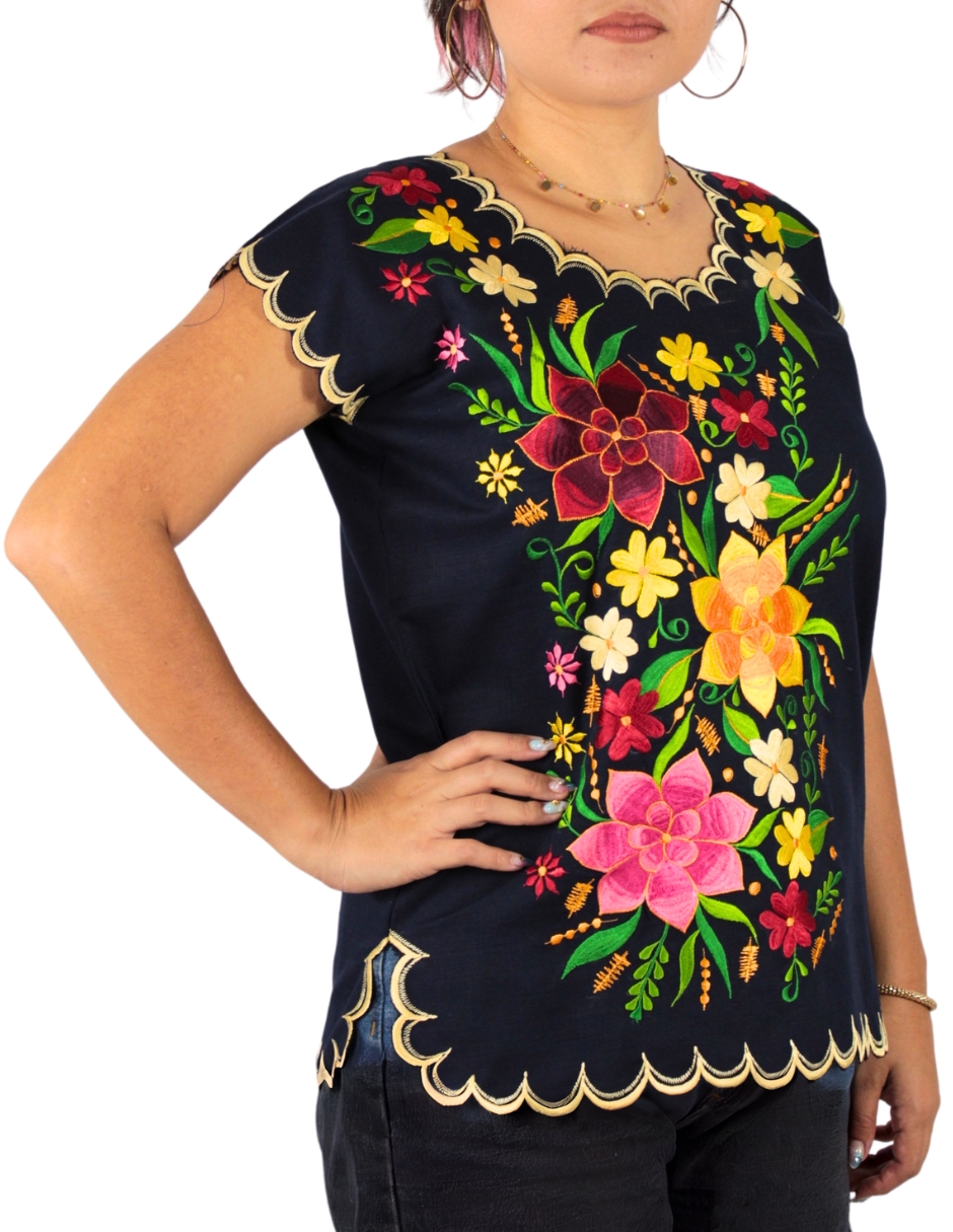 Foto 4 pulgar | Blusa Artesanal Bordada Yucateca Para Mujer