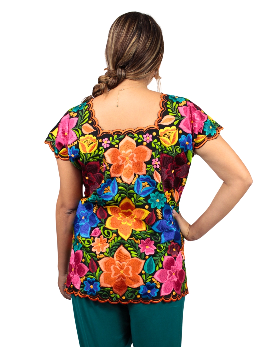 Foto 5 | Blusa Yucateca Artesanal Bordada En Ambos Lados Para Mujer