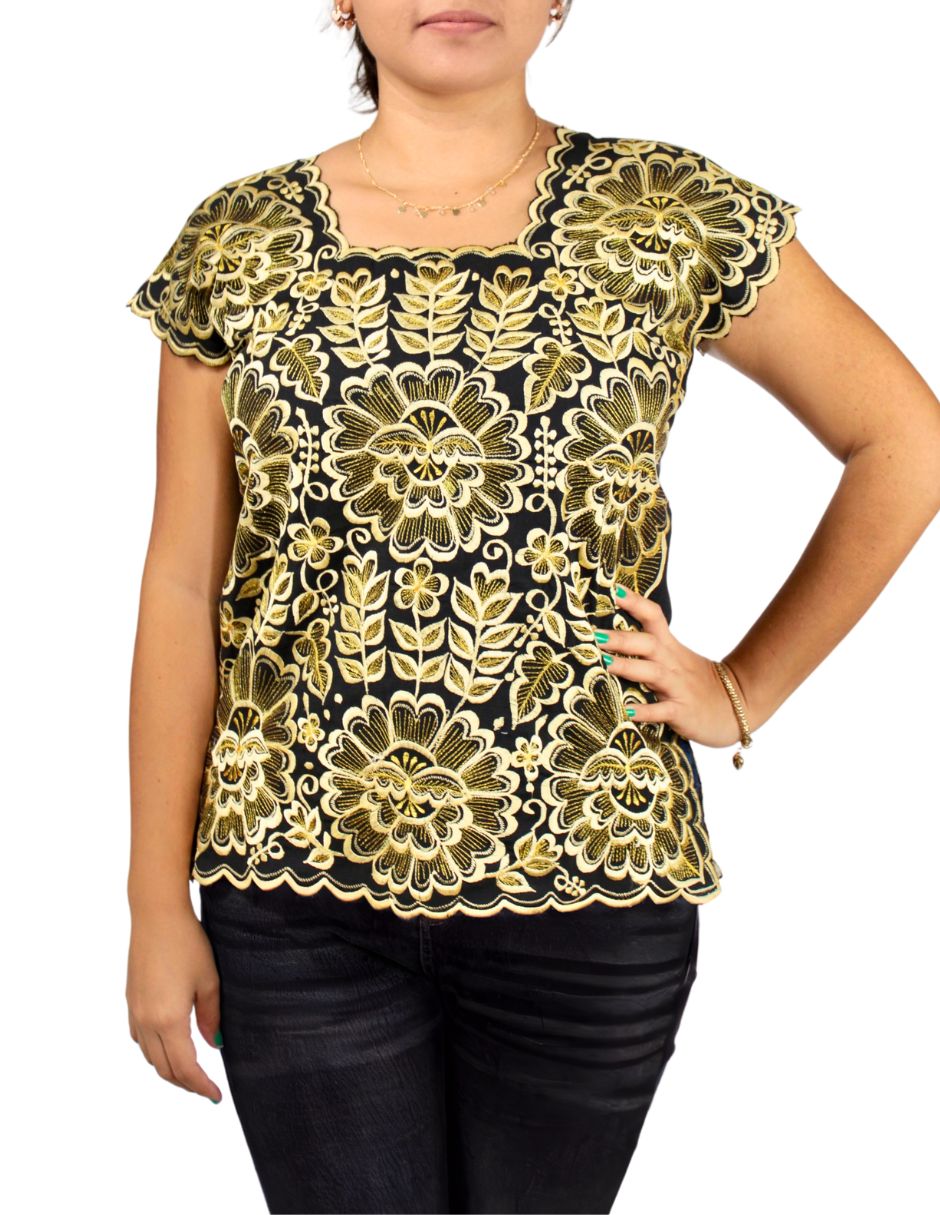 Foto 3 pulgar | Blusa Artesanal Bordada Yucateca Para Mujer