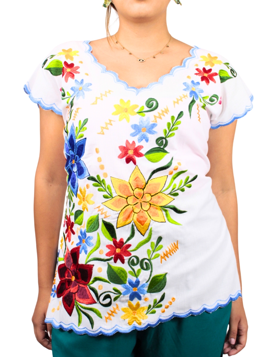 Foto 3 pulgar | Blusa Artesanal Bordada Yucateca Para Mujer