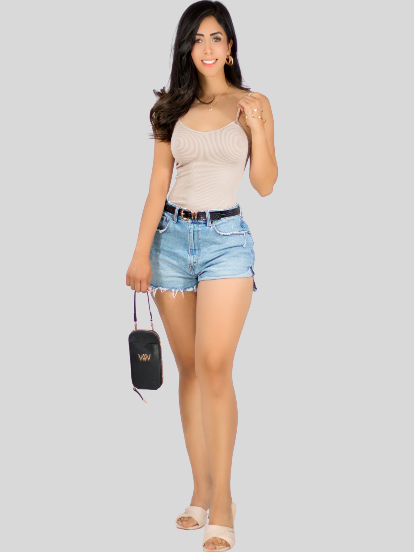 Foto 2 | Top Tank Blusa De Mujer Unitalla Canalé De Tirantes Estampado Liso Bl-1023 Beige Crop Básico Varios Colores